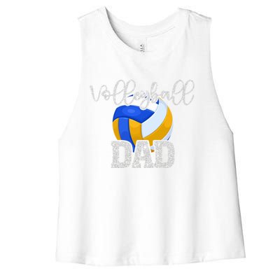 Volleyball Dad Vintage Volleyball Family Matching Great Gift Women's Racerback Cropped Tank