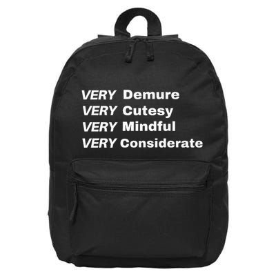 Very Demure Very Cutesy Very Considerate Demure 16 in Basic Backpack