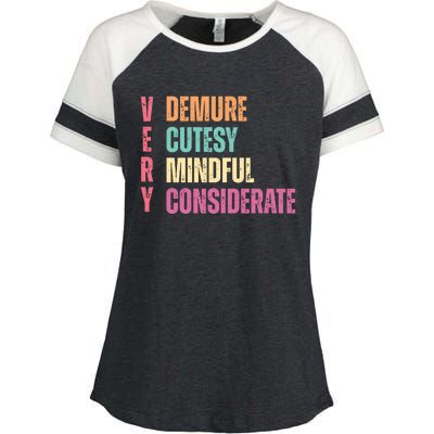 Very Demure Very Cutesy Very Mindful Very Considerate Enza Ladies Jersey Colorblock Tee