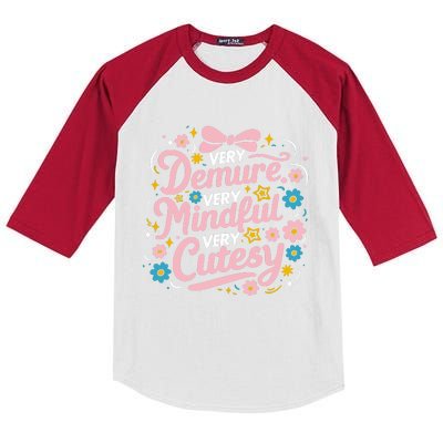 Very Demure Very Mindful Very Cutesy Kids Colorblock Raglan Jersey