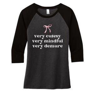 Very Demure Very Mindful Very Cutesy Women's Tri-Blend 3/4-Sleeve Raglan Shirt