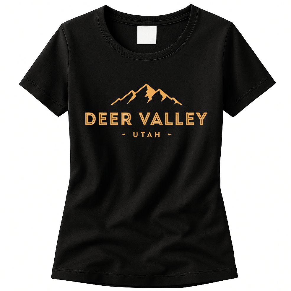 Vintage Deer Valley Ut Retro Mountain Utah Souvenir Womens T-Shirt