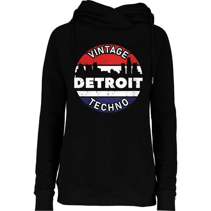 Vintage Detroit Womens Funnel Neck Pullover Hood