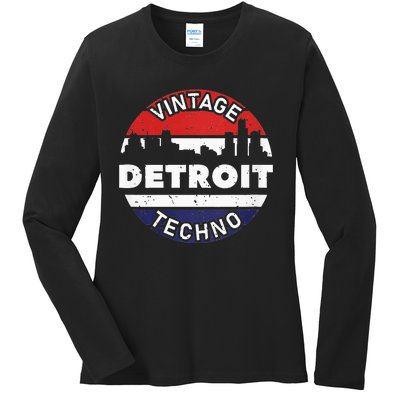 Vintage Detroit Ladies Long Sleeve Shirt