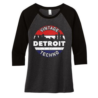 Vintage Detroit Women's Tri-Blend 3/4-Sleeve Raglan Shirt