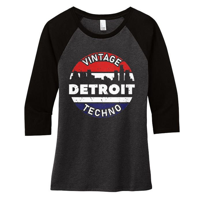 Vintage Detroit Women's Tri-Blend 3/4-Sleeve Raglan Shirt