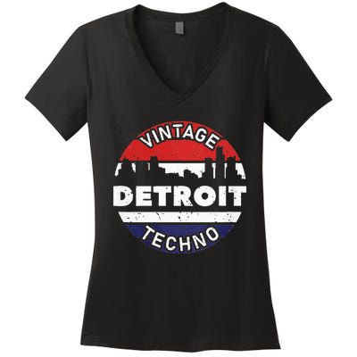 Vintage Detroit Women's V-Neck T-Shirt