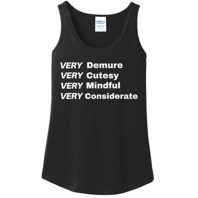 Very Demure Very Cutesy Very Considerate Demure Ladies Essential Tank