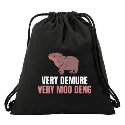 Very Demure Very Moo Deng Pygmy Baby Hippo Mu Deng Drawstring Bag