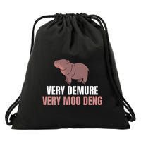 Very Demure Very Moo Deng Pygmy Baby Hippo Mu Deng Drawstring Bag