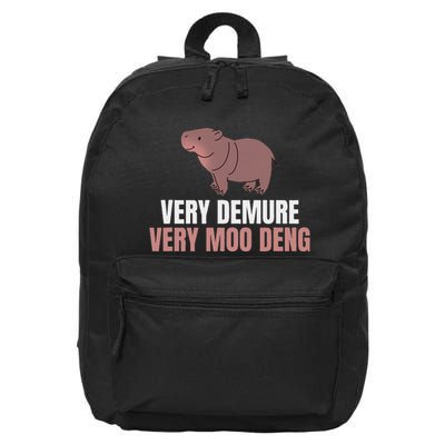 Very Demure Very Moo Deng Pygmy Baby Hippo Mu Deng 16 in Basic Backpack