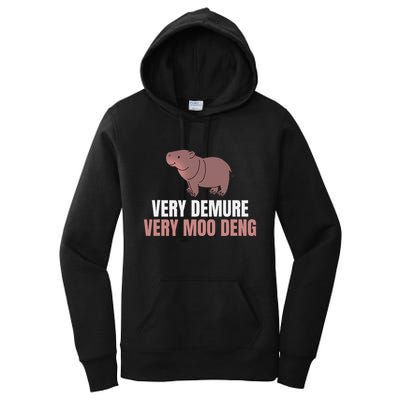 Very Demure Very Moo Deng Pygmy Baby Hippo Mu Deng Women's Pullover Hoodie