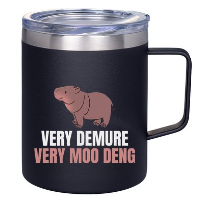 Very Demure Very Moo Deng Pygmy Baby Hippo Mu Deng 12oz Stainless Steel Coffee Mug