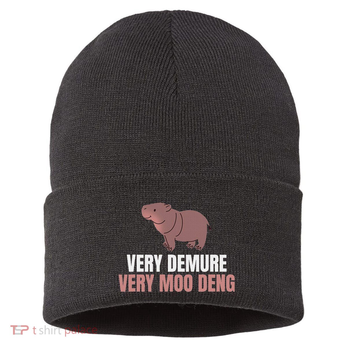 Very Demure Very Moo Deng Pygmy Baby Hippo Mu Deng Sustainable Knit Beanie