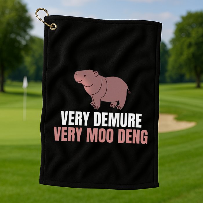 Very Demure Very Moo Deng Pygmy Baby Hippo Mu Deng Golf Towel