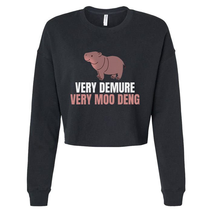 Very Demure Very Moo Deng Pygmy Baby Hippo Mu Deng Cropped Pullover Crew