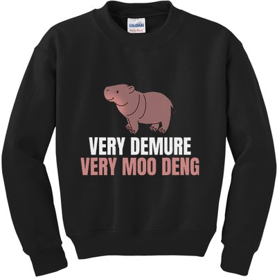 Very Demure Very Moo Deng Pygmy Baby Hippo Mu Deng Kids Sweatshirt