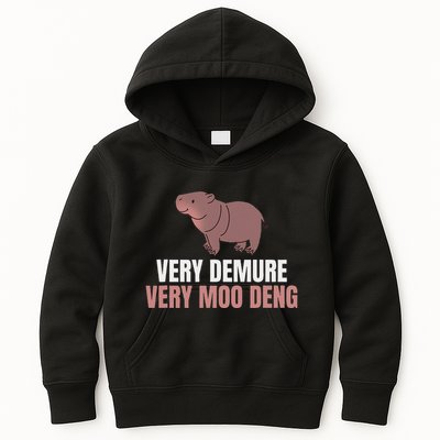 Very Demure Very Moo Deng Pygmy Baby Hippo Mu Deng Kids Hoodie