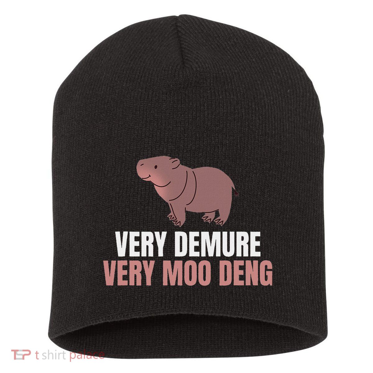 Very Demure Very Moo Deng Pygmy Baby Hippo Mu Deng Short Acrylic Beanie