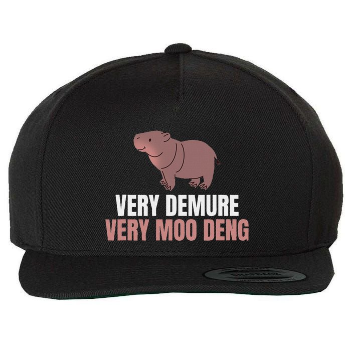 Very Demure Very Moo Deng Pygmy Baby Hippo Mu Deng Wool Snapback Cap