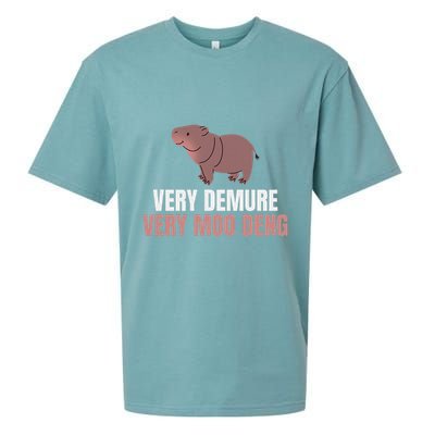 Very Demure Very Moo Deng Pygmy Baby Hippo Mu Deng Sueded Cloud Jersey T-Shirt