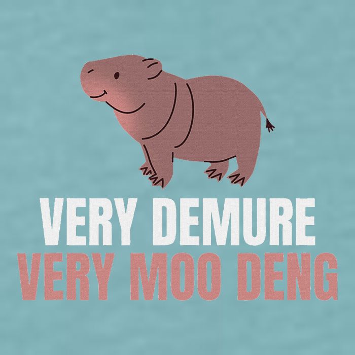Very Demure Very Moo Deng Pygmy Baby Hippo Mu Deng Sueded Cloud Jersey T-Shirt