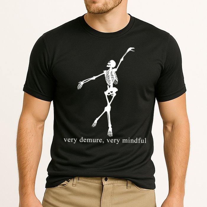 Very Demure Very Mindful Funny Skeleton Cooling Performance Crew T-Shirt