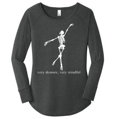 Very Demure Very Mindful Funny Skeleton Women's Perfect Tri Tunic Long Sleeve Shirt