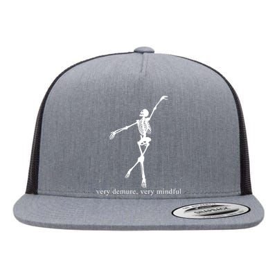 Very Demure Very Mindful Funny Skeleton Flat Bill Trucker Hat