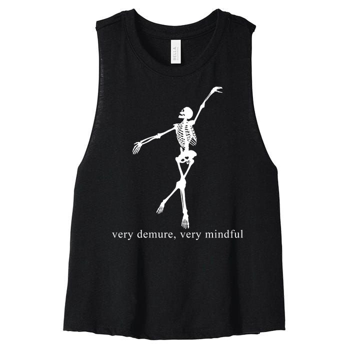 Very Demure Very Mindful Funny Skeleton Women's Racerback Cropped Tank