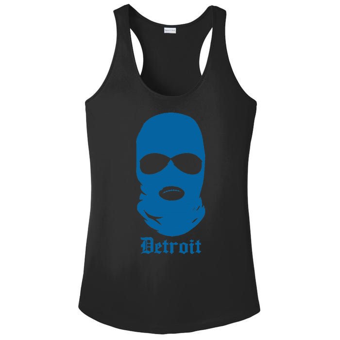 Vintage Detroit Villains Blue Ski Mask I Love Detroit Ladies PosiCharge Competitor Racerback Tank