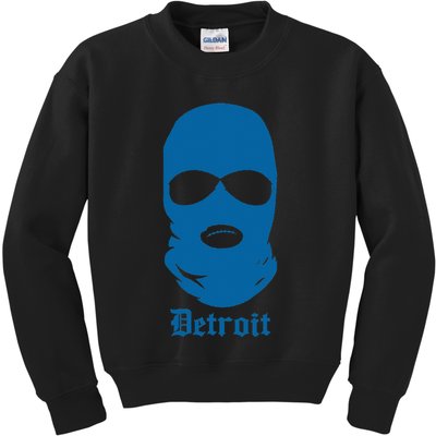 Vintage Detroit Villains Blue Ski Mask I Love Detroit Kids Sweatshirt