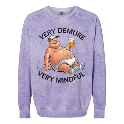 Very Demure Very Mindful Parody Beer Guy In Underwear Funny Gift Colorblast Crewneck Sweatshirt