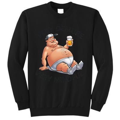 Very Demure Very Mindful Parody Beer Guy In Underwear Funny Gift Tall Sweatshirt