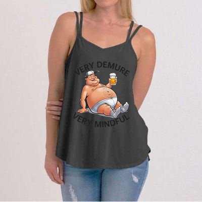 Very Demure Very Mindful Parody Beer Guy In Underwear Funny Gift Women's Strappy Tank