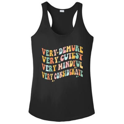 Very Demure Very Cutesy Very Mindful Very Considerate Ladies PosiCharge Competitor Racerback Tank