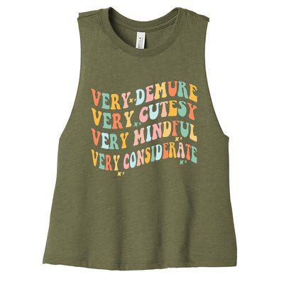 Very Demure Very Cutesy Very Mindful Very Considerate Women's Racerback Cropped Tank