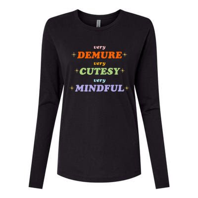 Very Demure Very Cutesy Very Mindful Womens Cotton Relaxed Long Sleeve T-Shirt