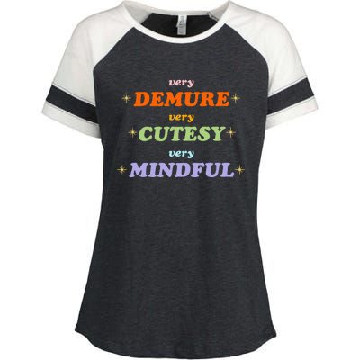 Very Demure Very Cutesy Very Mindful Enza Ladies Jersey Colorblock Tee