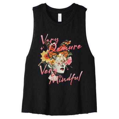 Very Demure Very Mindful Funny Gen Z Trend Women's Racerback Cropped Tank