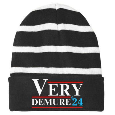 Very Demure Very Mindful Very Cutesy Trending 2024 Striped Beanie with Solid Band