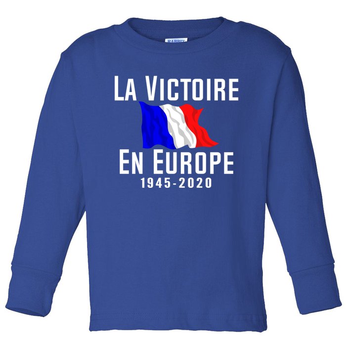 Ve Day Victoire En Europe 75 Year Anniversary Gift Toddler Long Sleeve Shirt