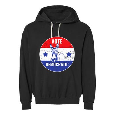 Vote Democrat Vintage Political Donkey Democratic Party Garment-Dyed Fleece Hoodie