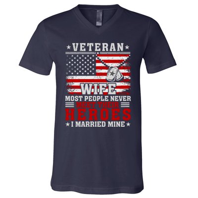 Veteran’S Day Veteran Wife I Married My Hero V-Neck T-Shirt