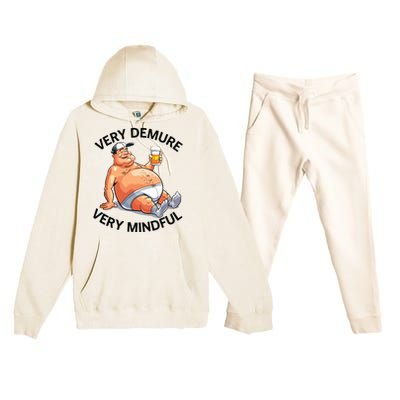 Very Demure Very Mindful Parody Beer Guy In Underwear Funny Premium Hooded Sweatsuit Set