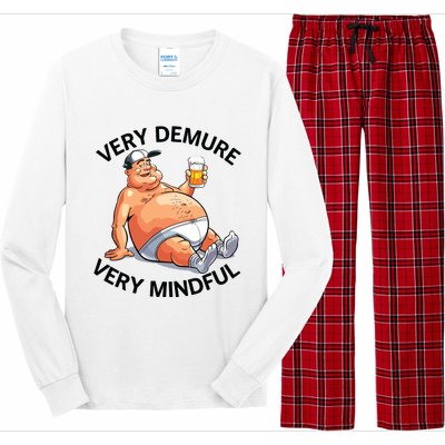 Very Demure Very Mindful Parody Beer Guy In Underwear Funny Long Sleeve Pajama Set