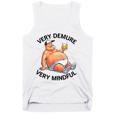 Very Demure Very Mindful Parody Beer Guy In Underwear Funny Tank Top