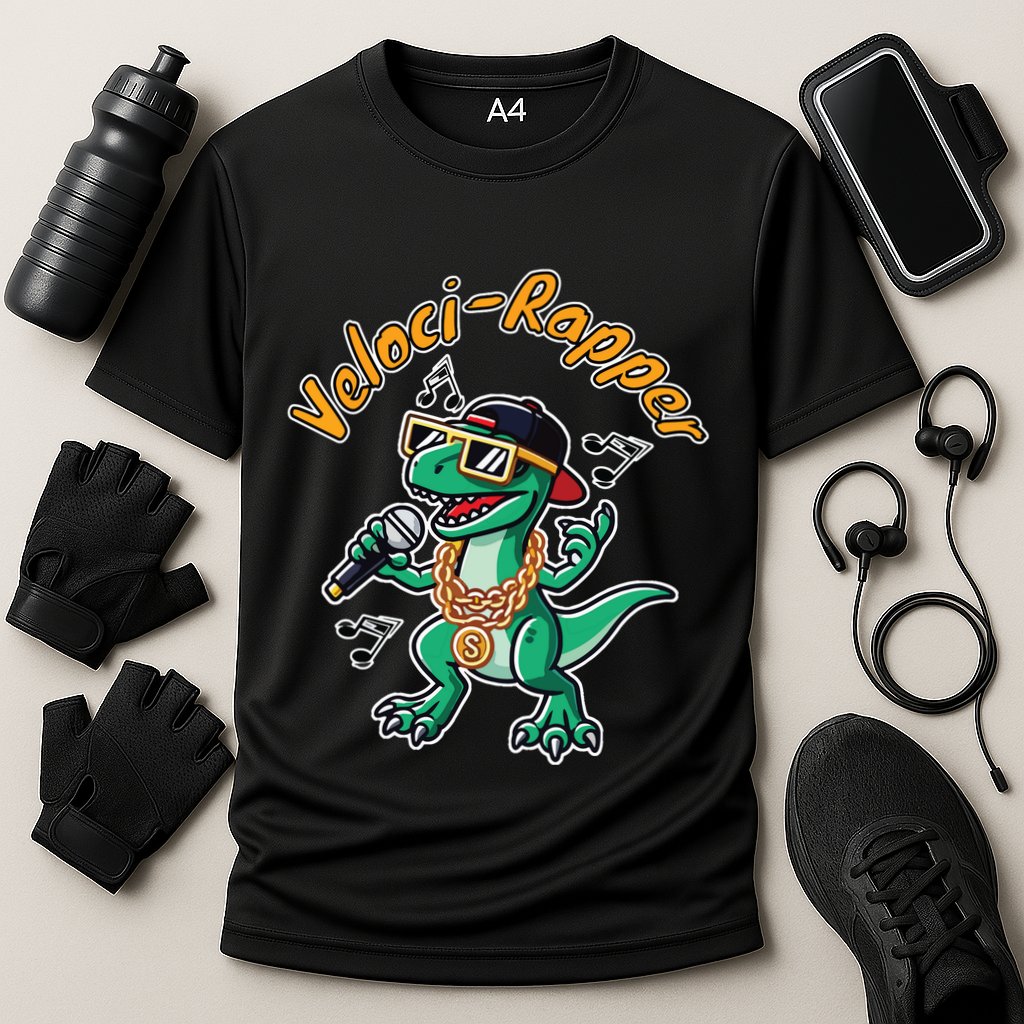 Velocirapper Dinosaur Velociraptor Rapping Performance Shirt