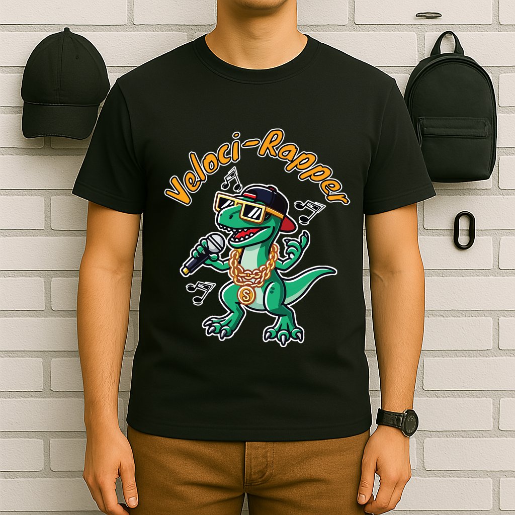 Velocirapper Dinosaur Velociraptor Rapping T-Shirt