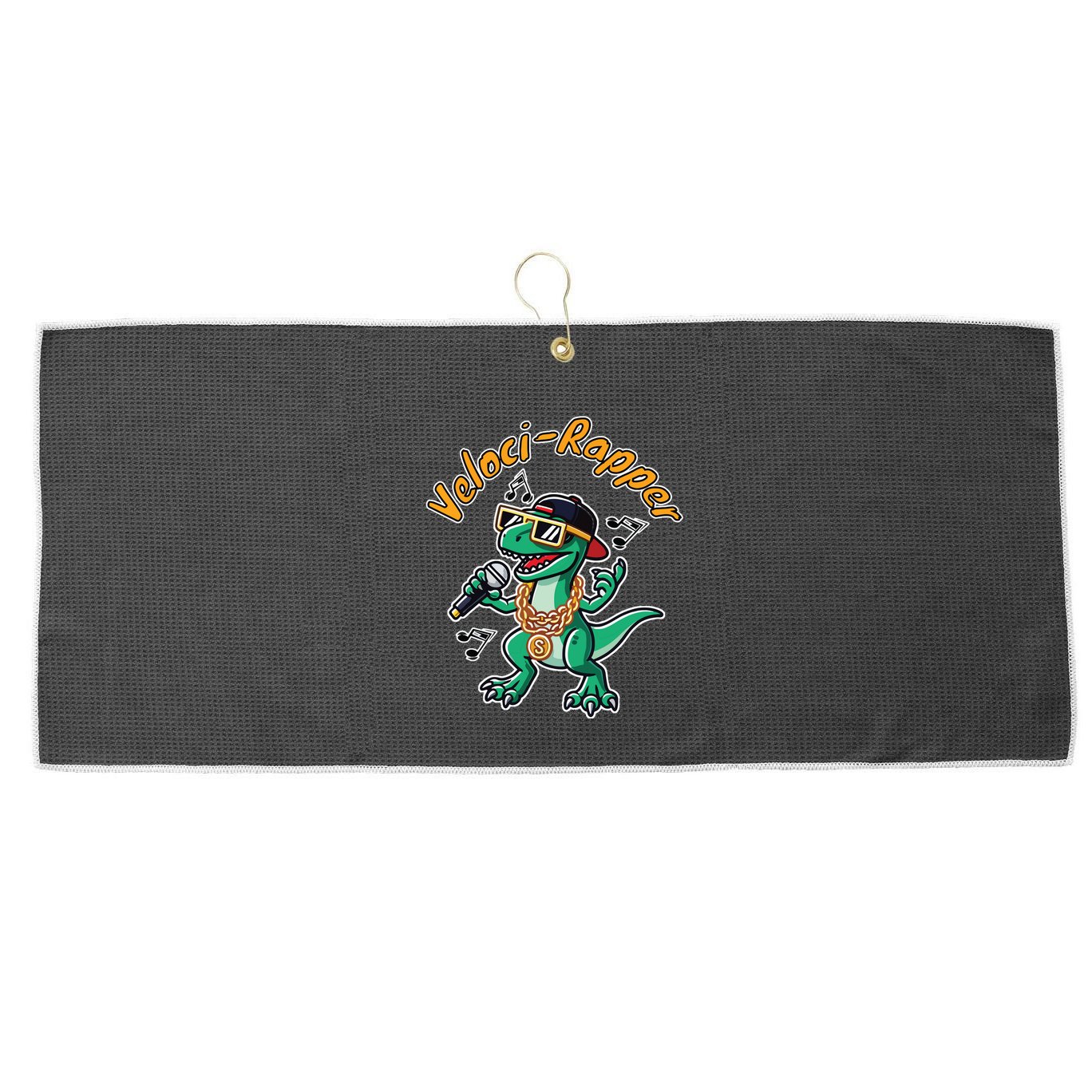 Velocirapper Dinosaur Velociraptor Rapping Large Microfiber Waffle Golf Towel